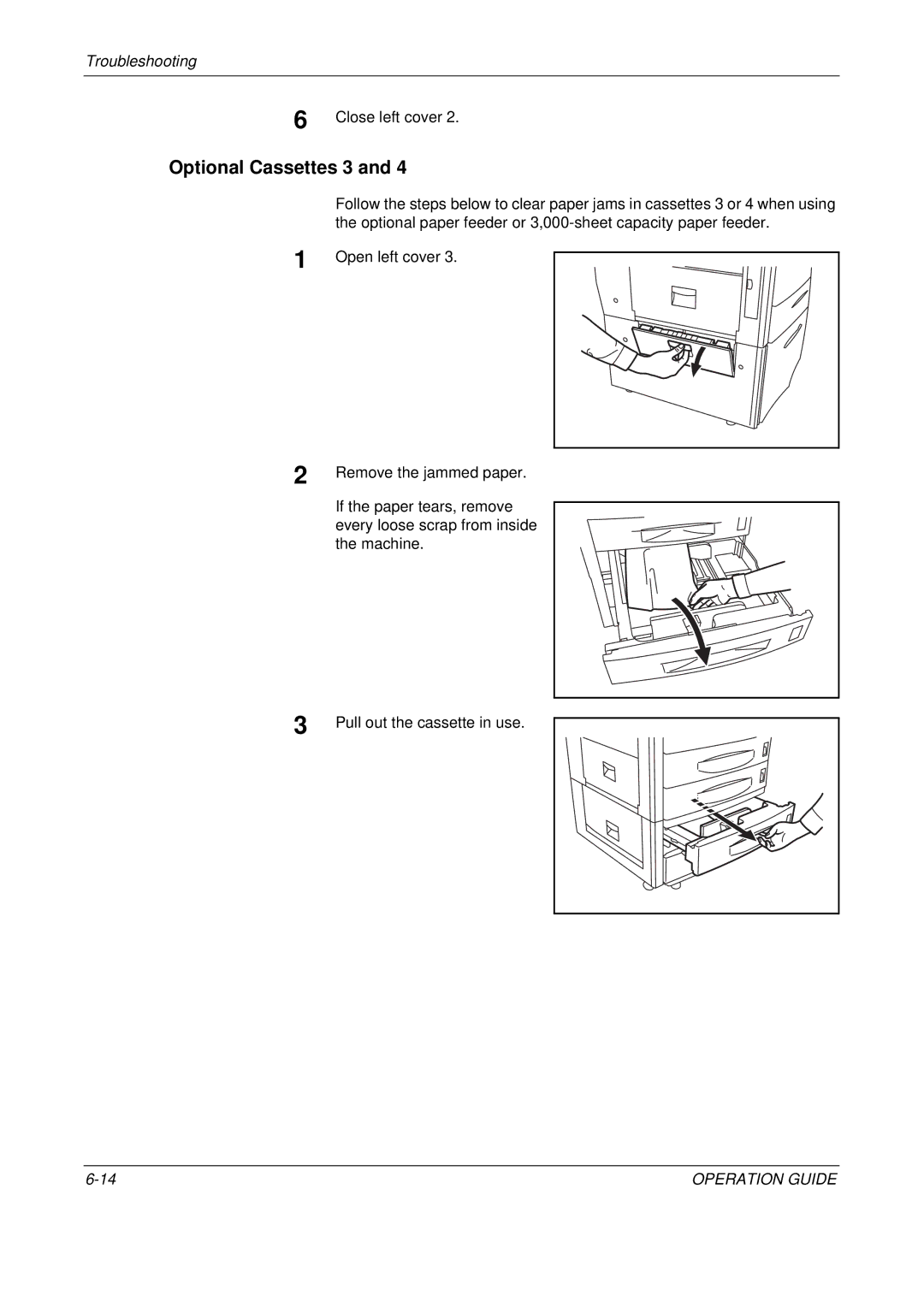 Olivetti D-COPIA 300MF, D-COPIA 500MF, D-COPIA 400MF manual Optional Cassettes 3, Close left cover 