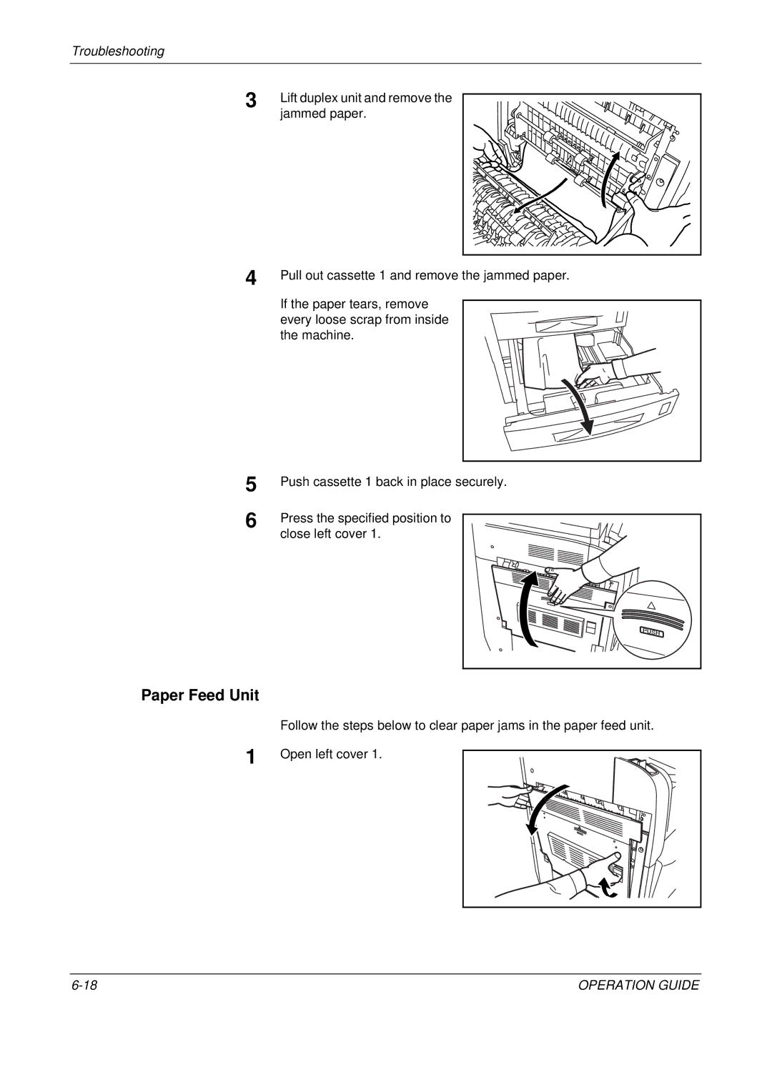 Olivetti D-COPIA 400MF, D-COPIA 500MF, D-COPIA 300MF manual Paper Feed Unit, Lift duplex unit and remove 