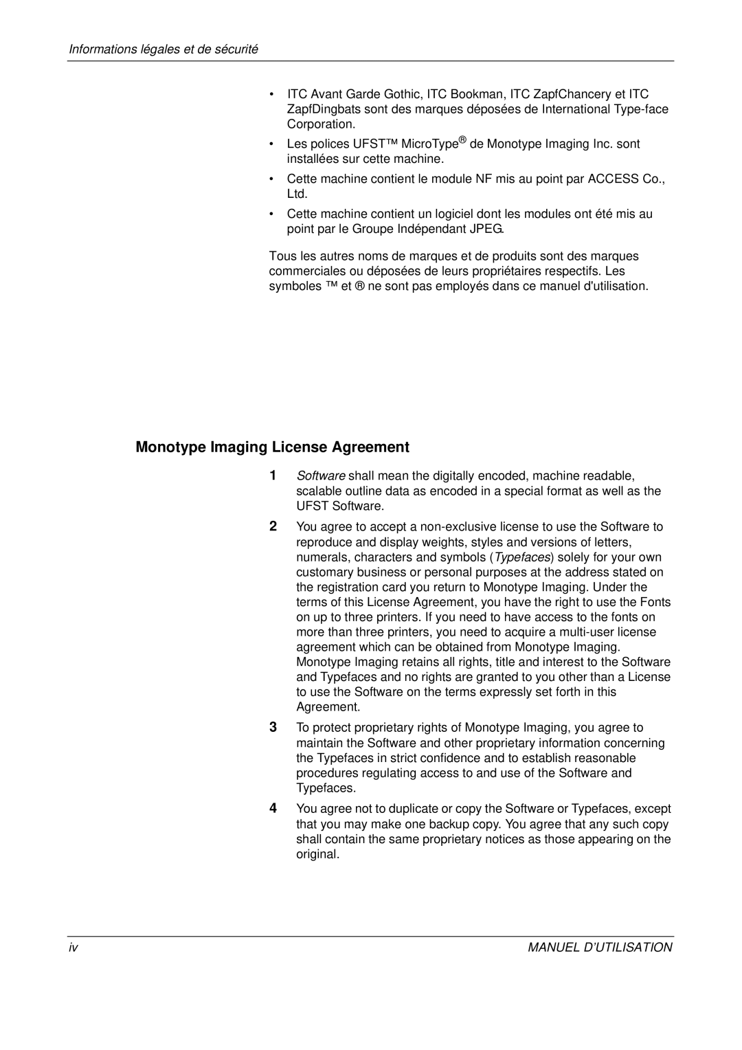 Olivetti D-COPIA 300MF, D-COPIA 500MF, D-COPIA 400MF manual Monotype Imaging License Agreement 