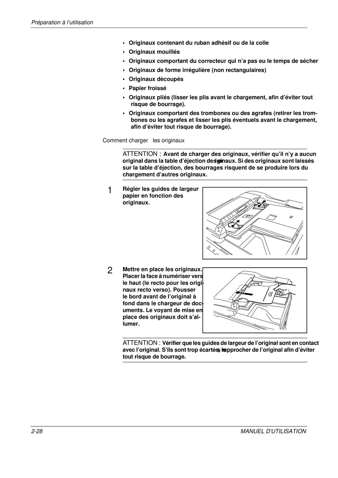 Olivetti D-COPIA 400MF, D-COPIA 500MF, D-COPIA 300MF manual Comment charger les originaux 