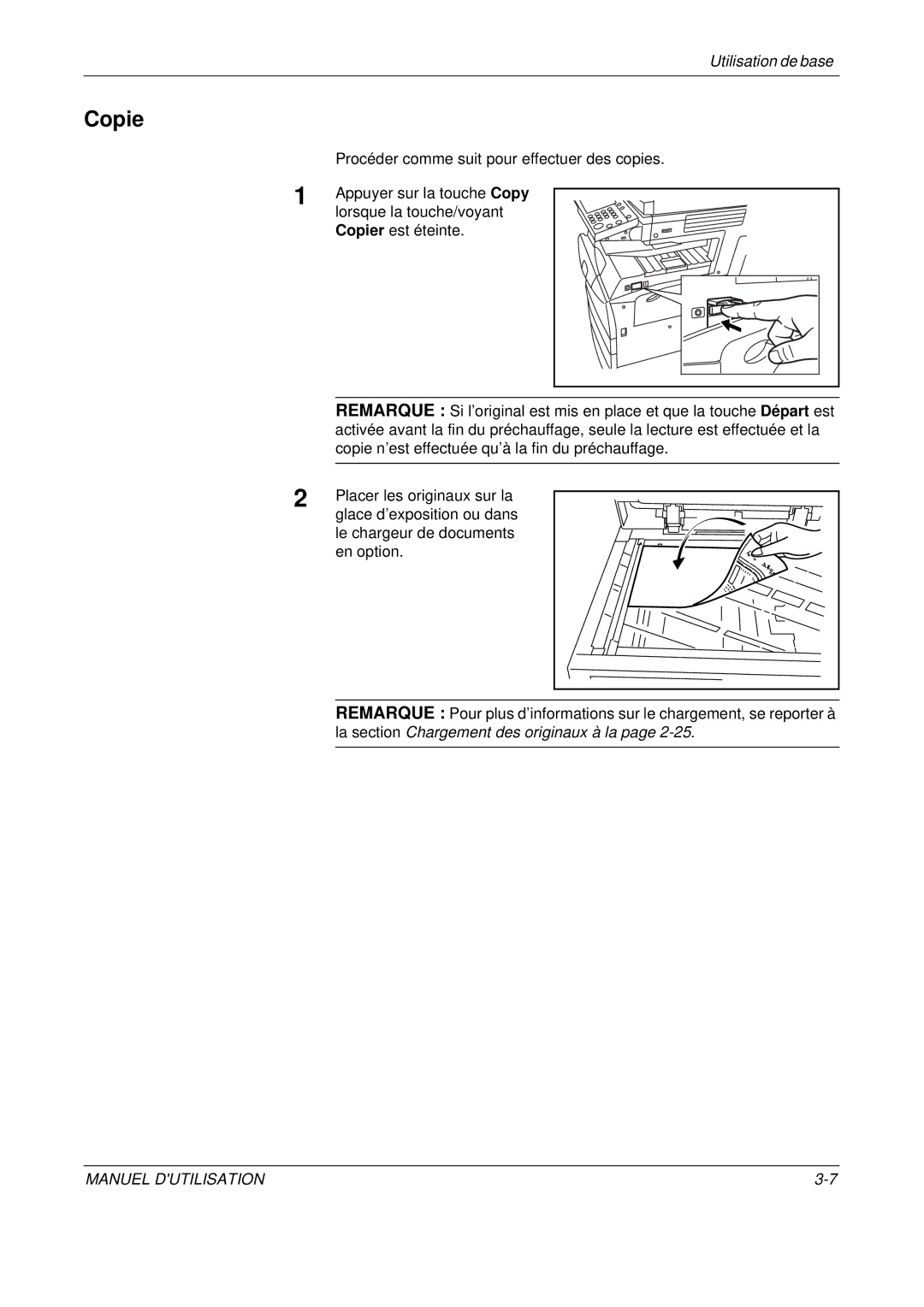 Olivetti D-COPIA 400MF, D-COPIA 500MF Copie, Procéder comme suit pour effectuer des copies, Appuyer sur la touche Copy 