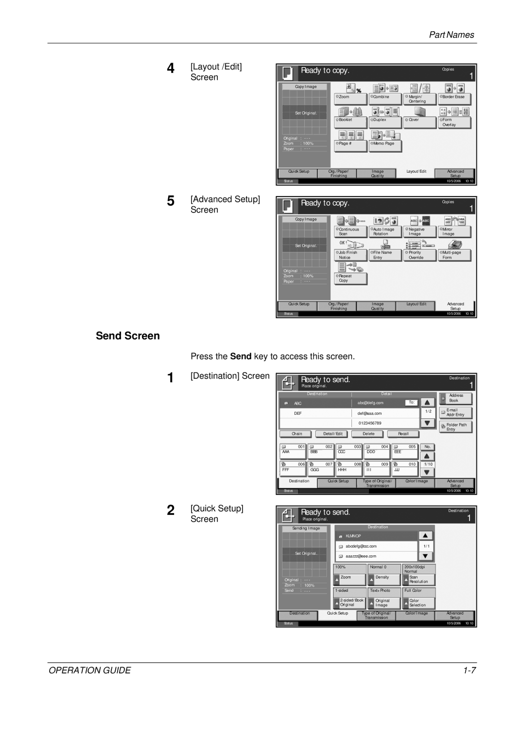 Olivetti D-COPIA 500MF, D-COPIA 300MF, D-COPIA 400MF manual Send Screen, Layout /Edit, Advanced Setup 