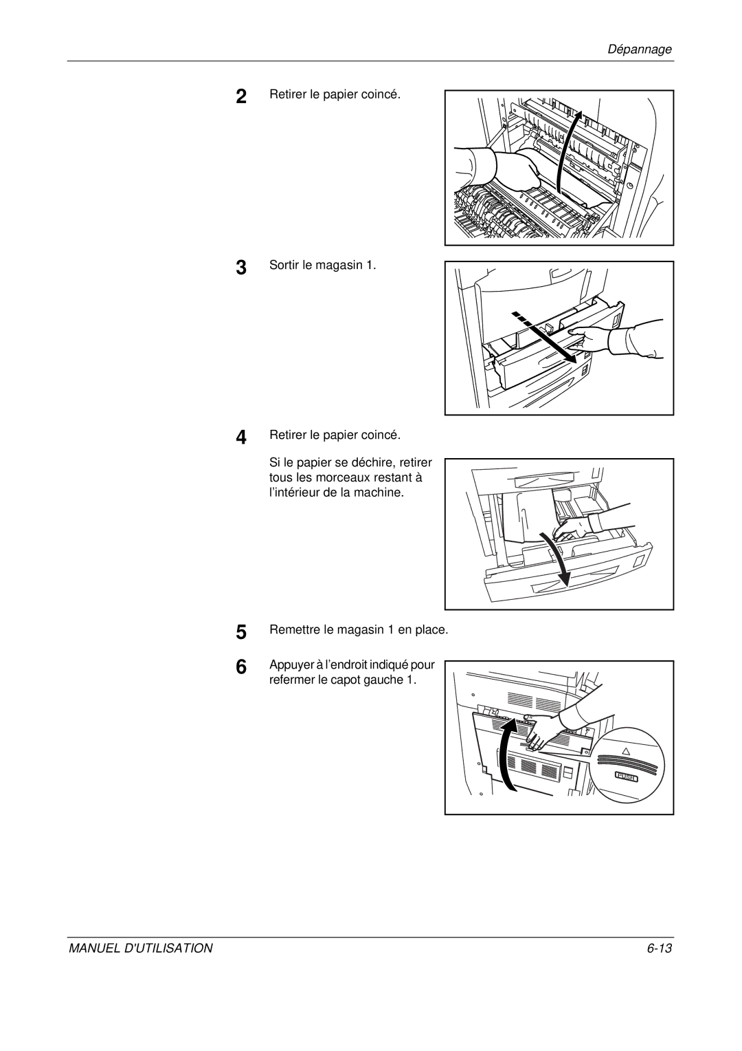 Olivetti D-COPIA 500MF, D-COPIA 300MF, D-COPIA 400MF manual Sortir le magasin, Retirer le papier coincé 