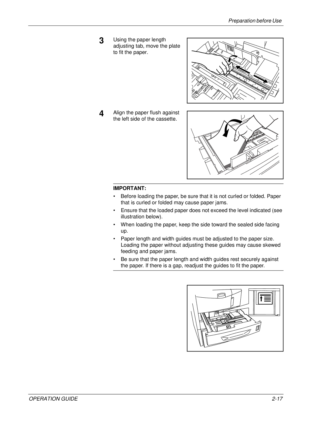 Olivetti D-COPIA 300MF, D-COPIA 500MF, D-COPIA 400MF manual Using the paper length, Adjusting tab, move the plate 