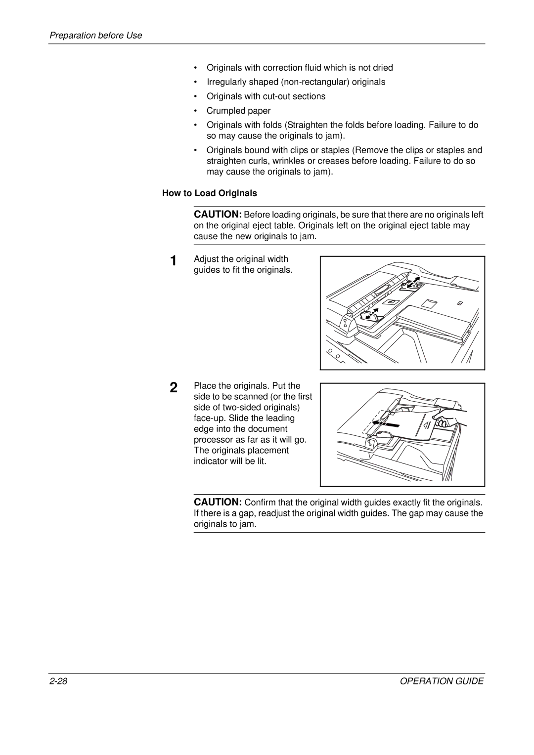 Olivetti D-COPIA 500MF, D-COPIA 300MF, D-COPIA 400MF manual How to Load Originals, Cause the new originals to jam 