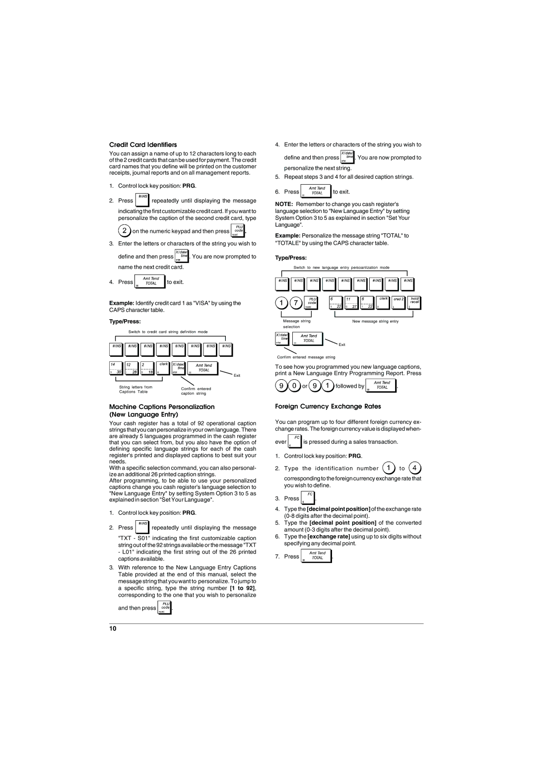 Olivetti ECR 5900 manual Credit Card Identifiers, Machine Captions Personalization New Language Entry 