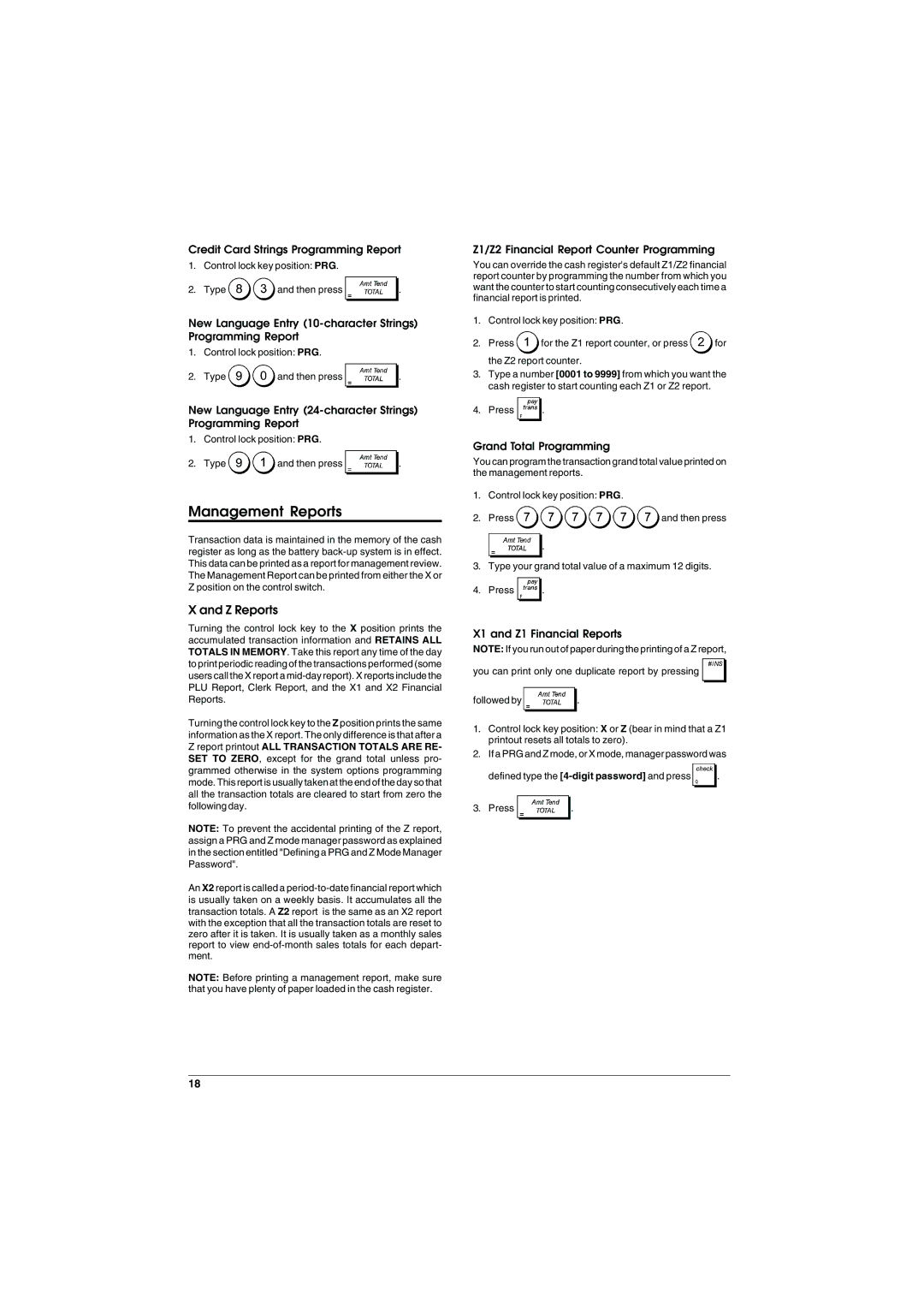 Olivetti ECR 5900 manual Management Reports, Z Reports 