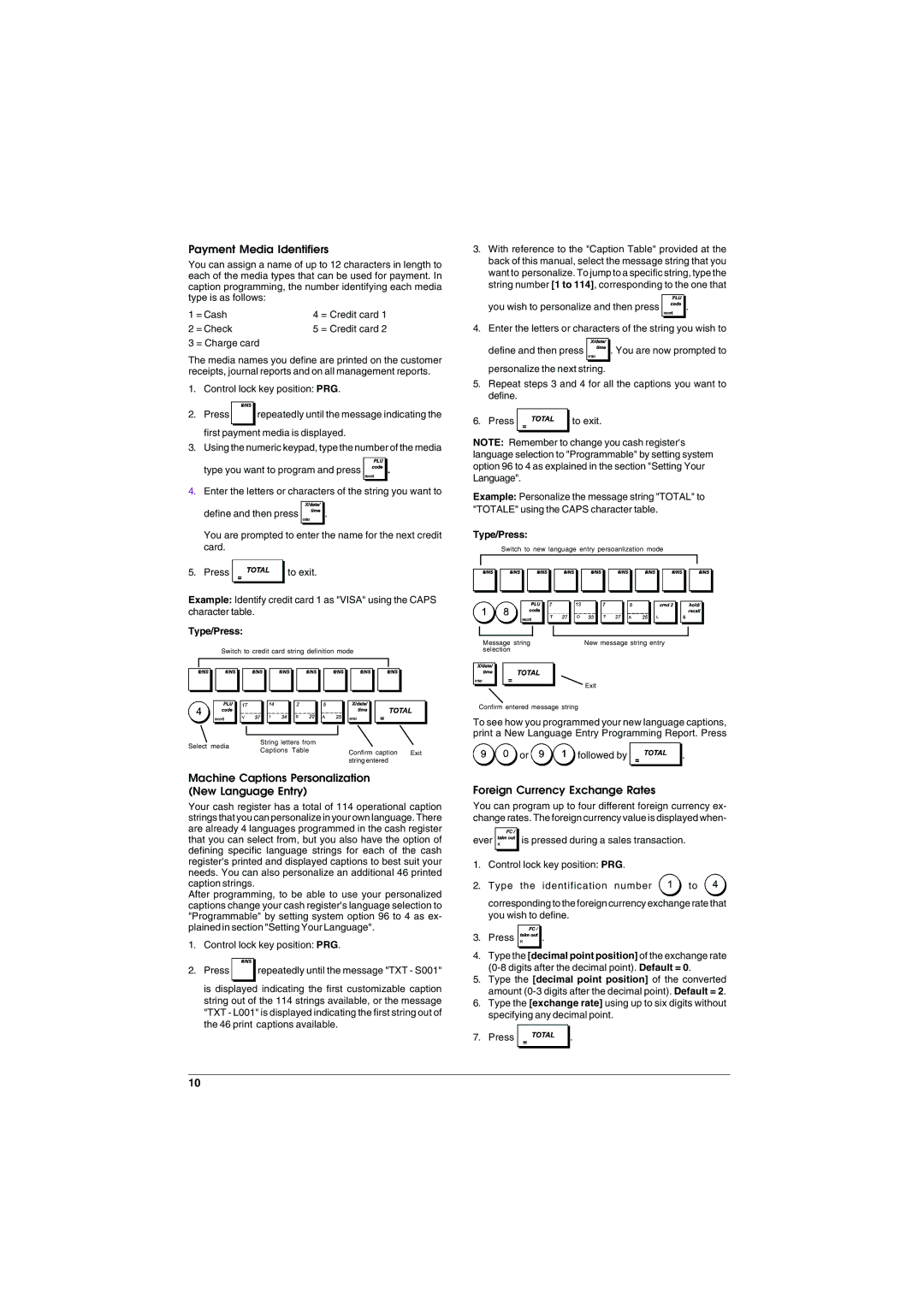 Olivetti ECR 6900 manual Payment Media Identifiers, Machine Captions Personalization New Language Entry 