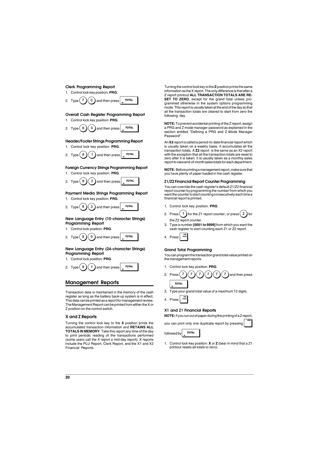 Olivetti ECR 6900 manual Z Reports 