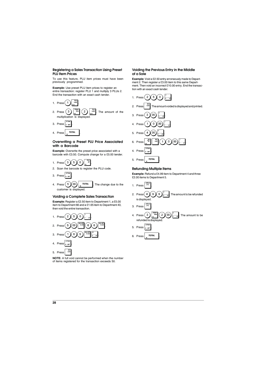 Olivetti ECR 6900 manual Overwriting a Preset PLU Price Associated with a Barcode, Voiding a Complete Sales Transaction 