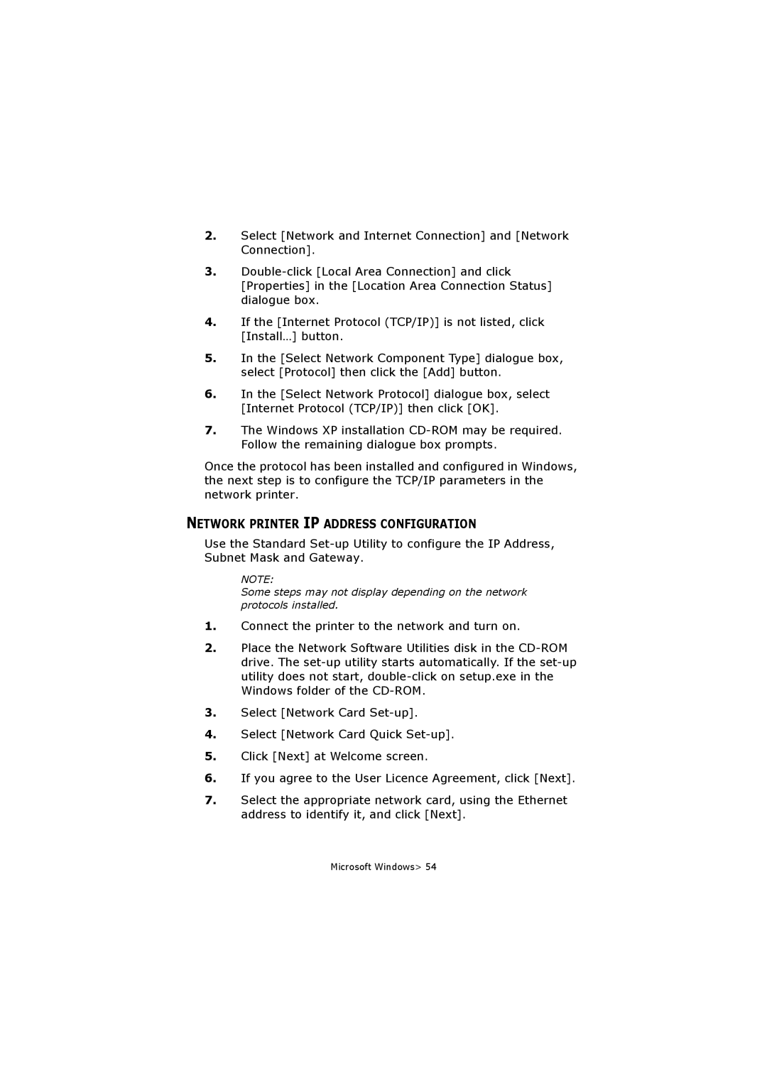 Olivetti P20W, P26W manual Network Printer IP Address Configuration 