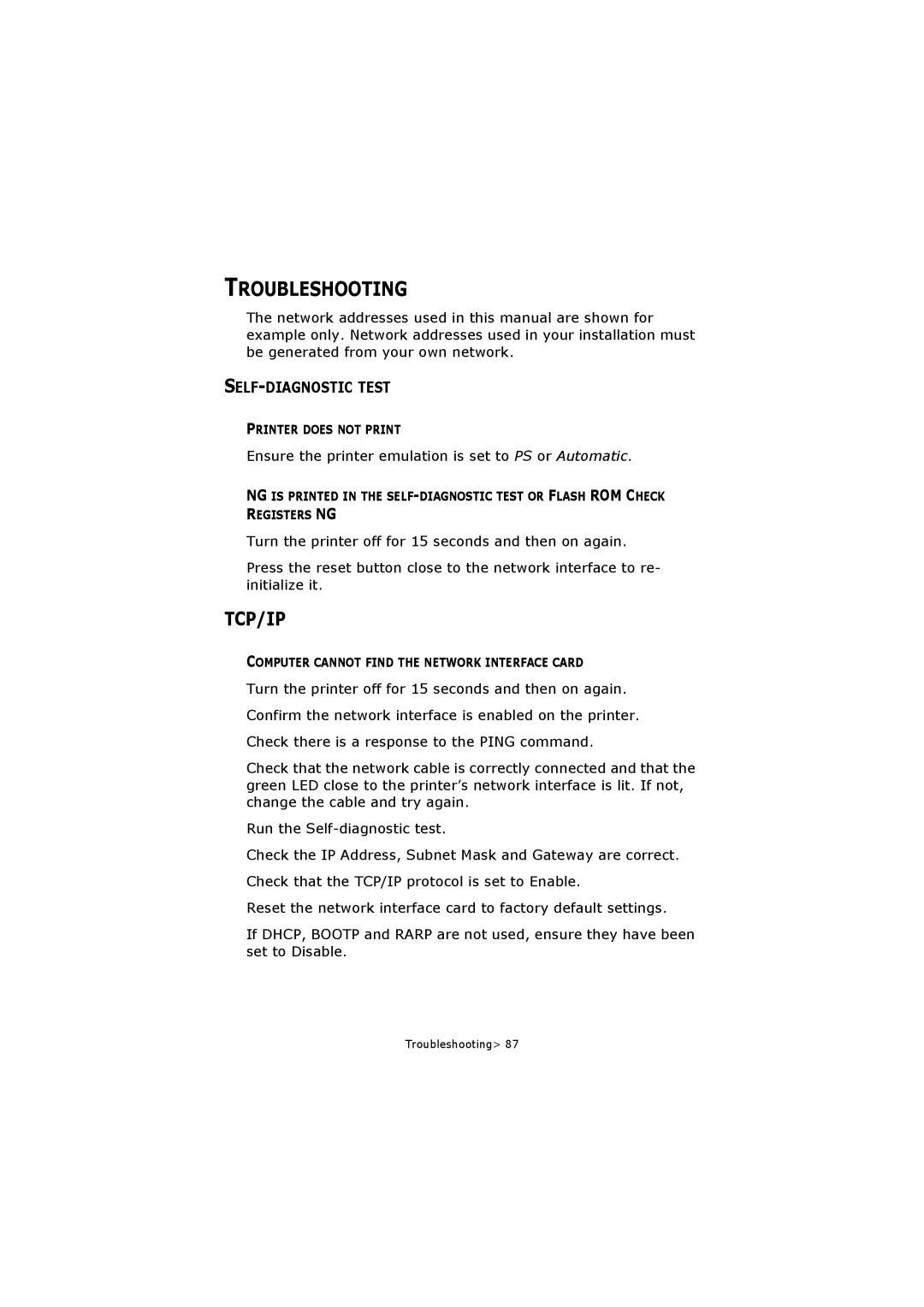 Olivetti P20W, P26W manual Troubleshooting 