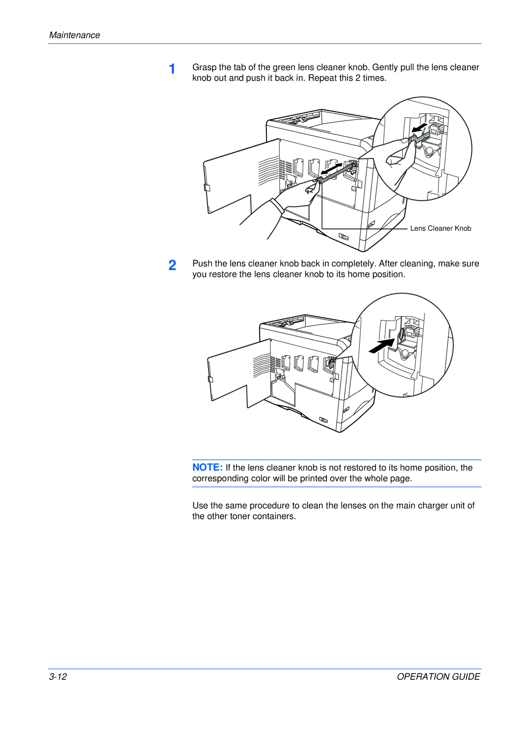 Olivetti P216, P220 manual Knob out and push it back in. Repeat this 2 times 