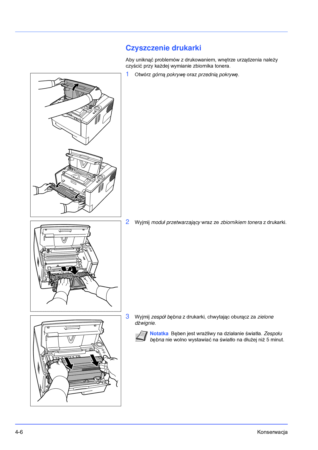 Olivetti PG L2028 SPECIAL manual Czyszczenie drukarki 