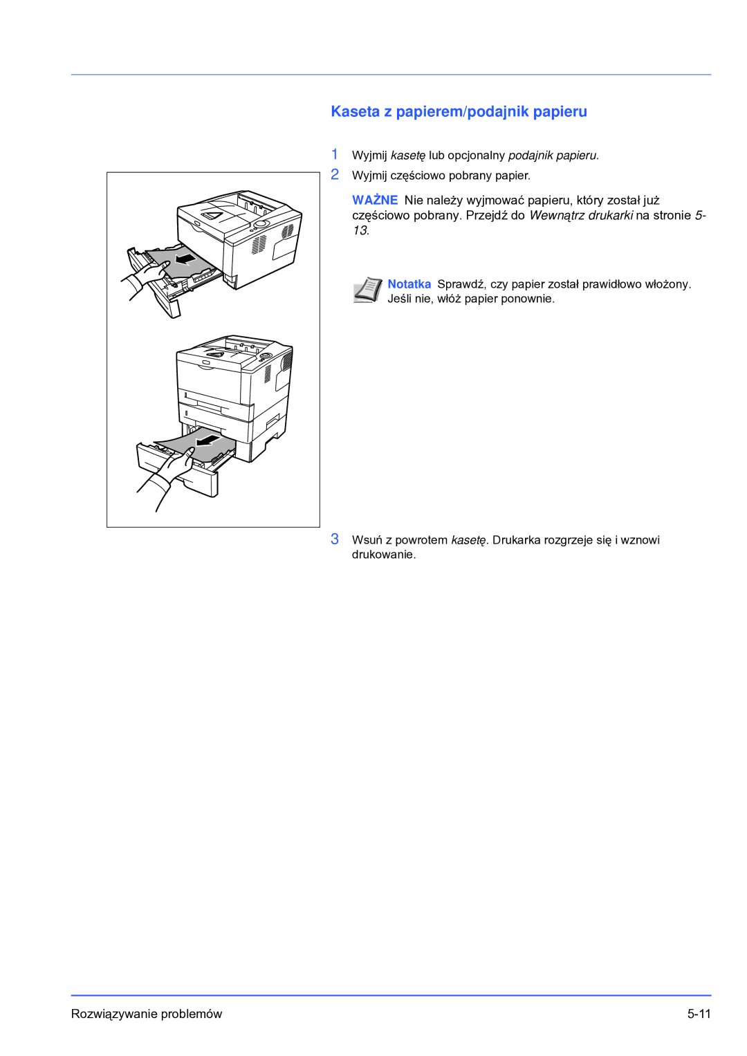 Olivetti PG L2028 SPECIAL manual Kaseta z papierem/podajnik papieru 