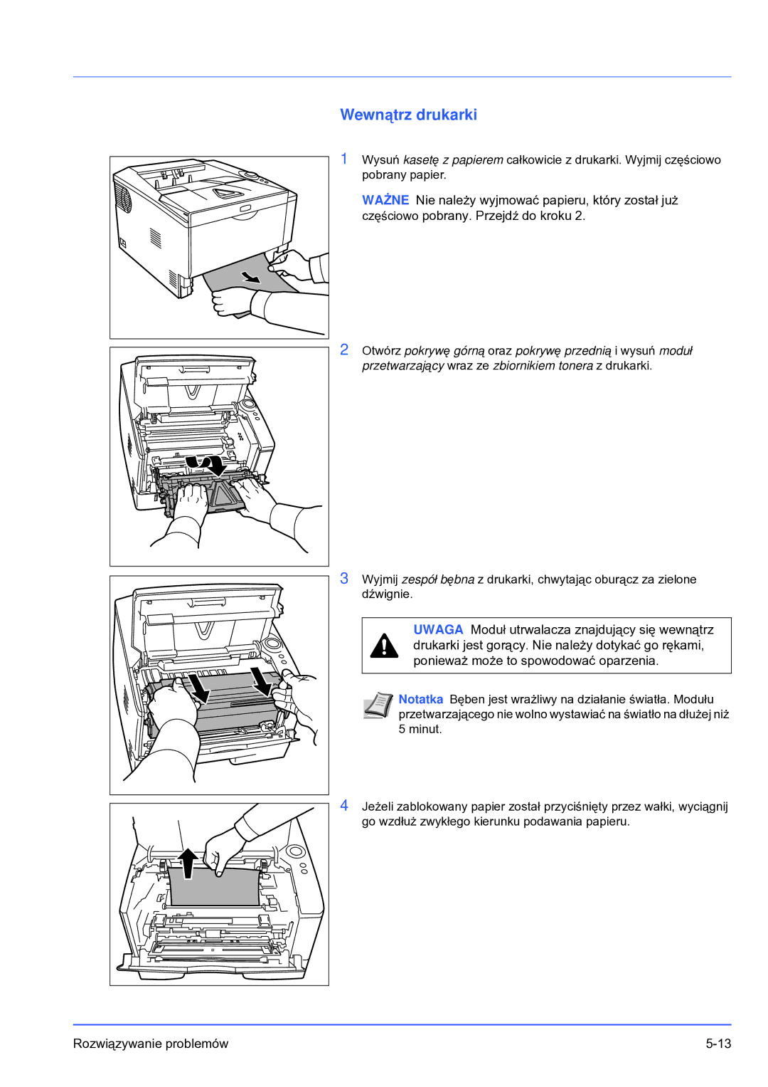 Olivetti PG L2028 SPECIAL manual Wewnątrz drukarki 