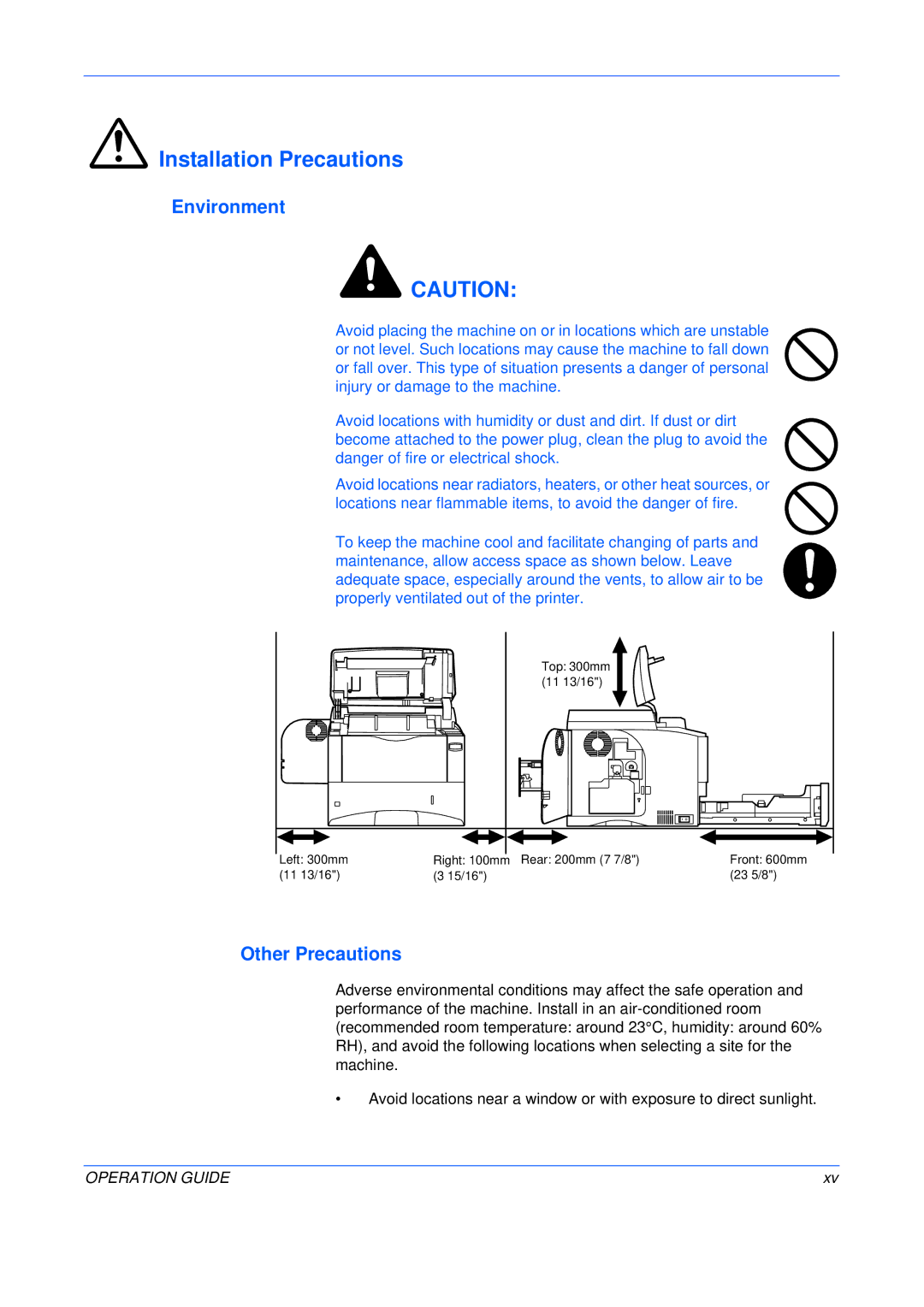 Olivetti PG L230, PG L245, PG L235 manual Installation Precautions, Environment, Other Precautions 