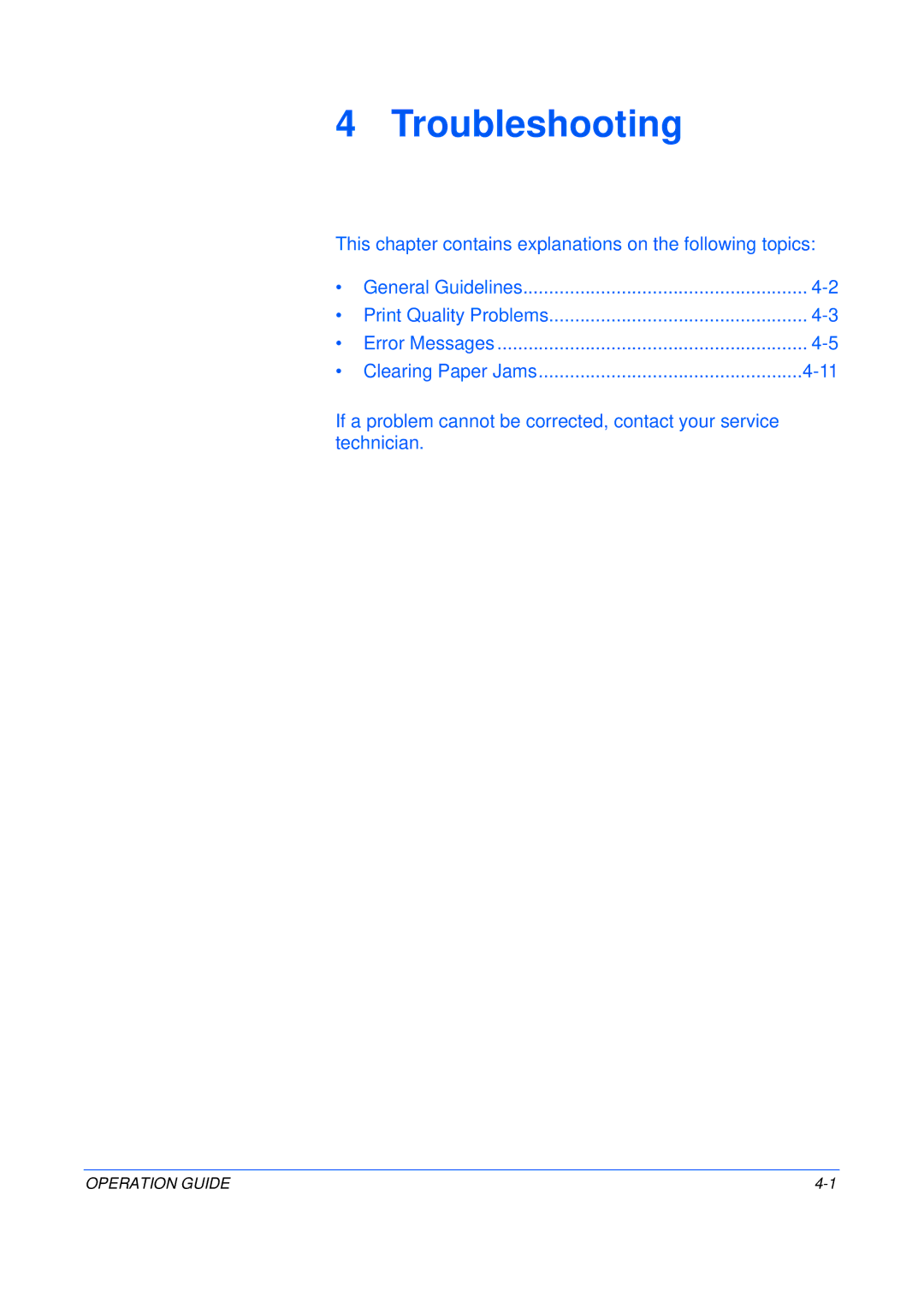 Olivetti PG L235, PG L245, PG L230 manual Troubleshooting 