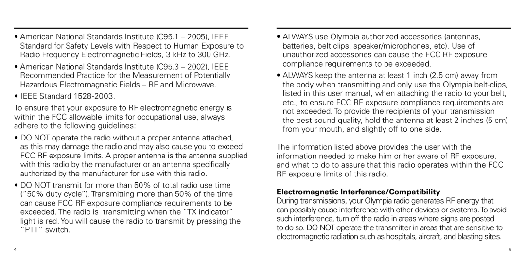 Olympia P324ERBD manual Electromagnetic Interference/Compatibility 