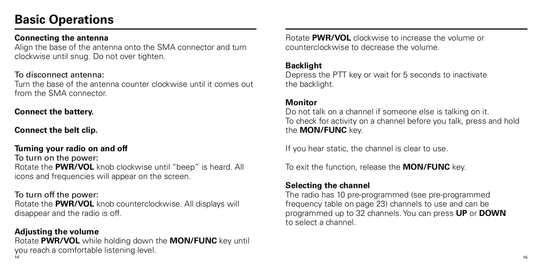 Olympia P324ERBD manual Basic Operations 