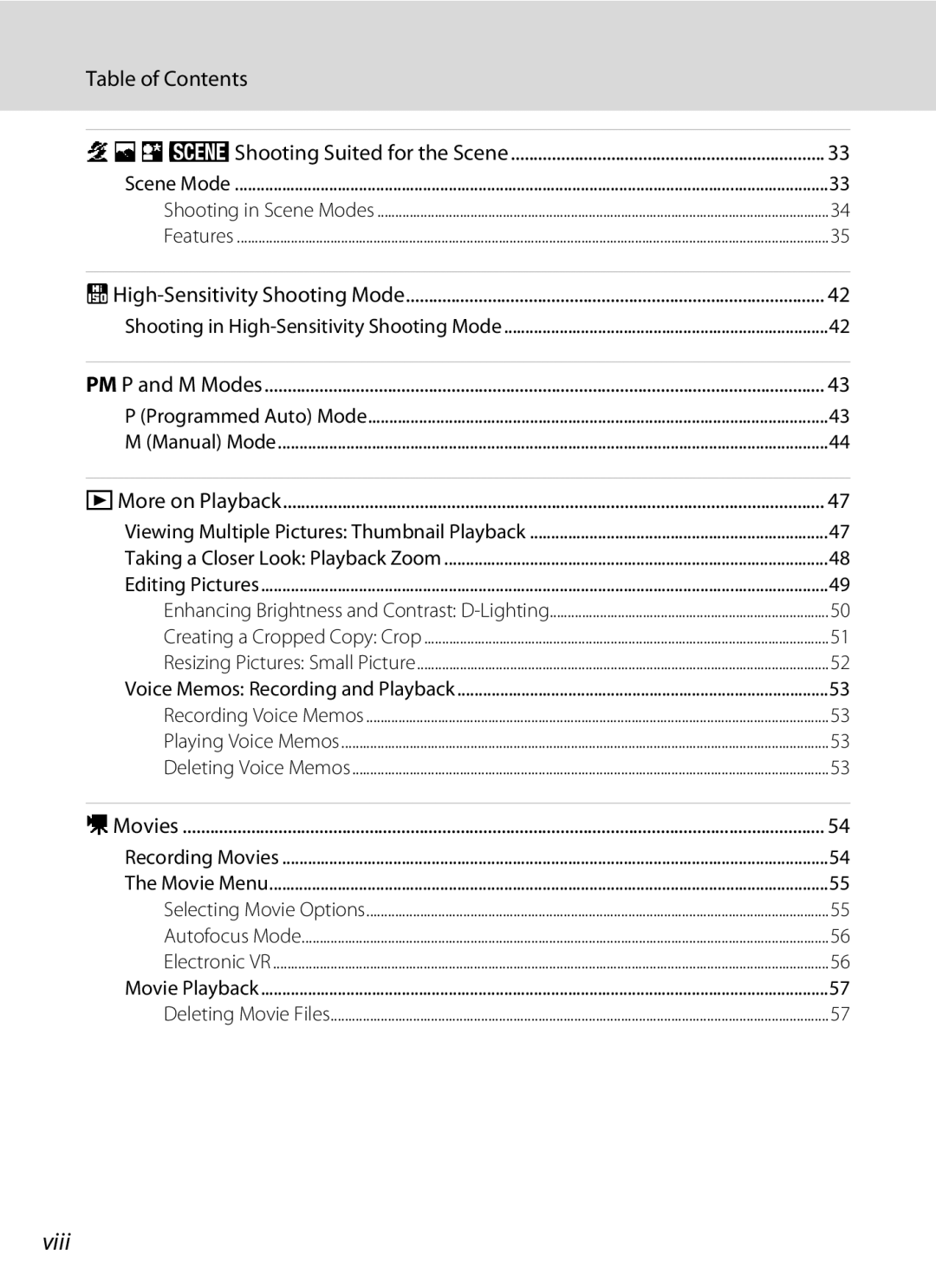 Olympia P60 manual Viii, Table of Contents 