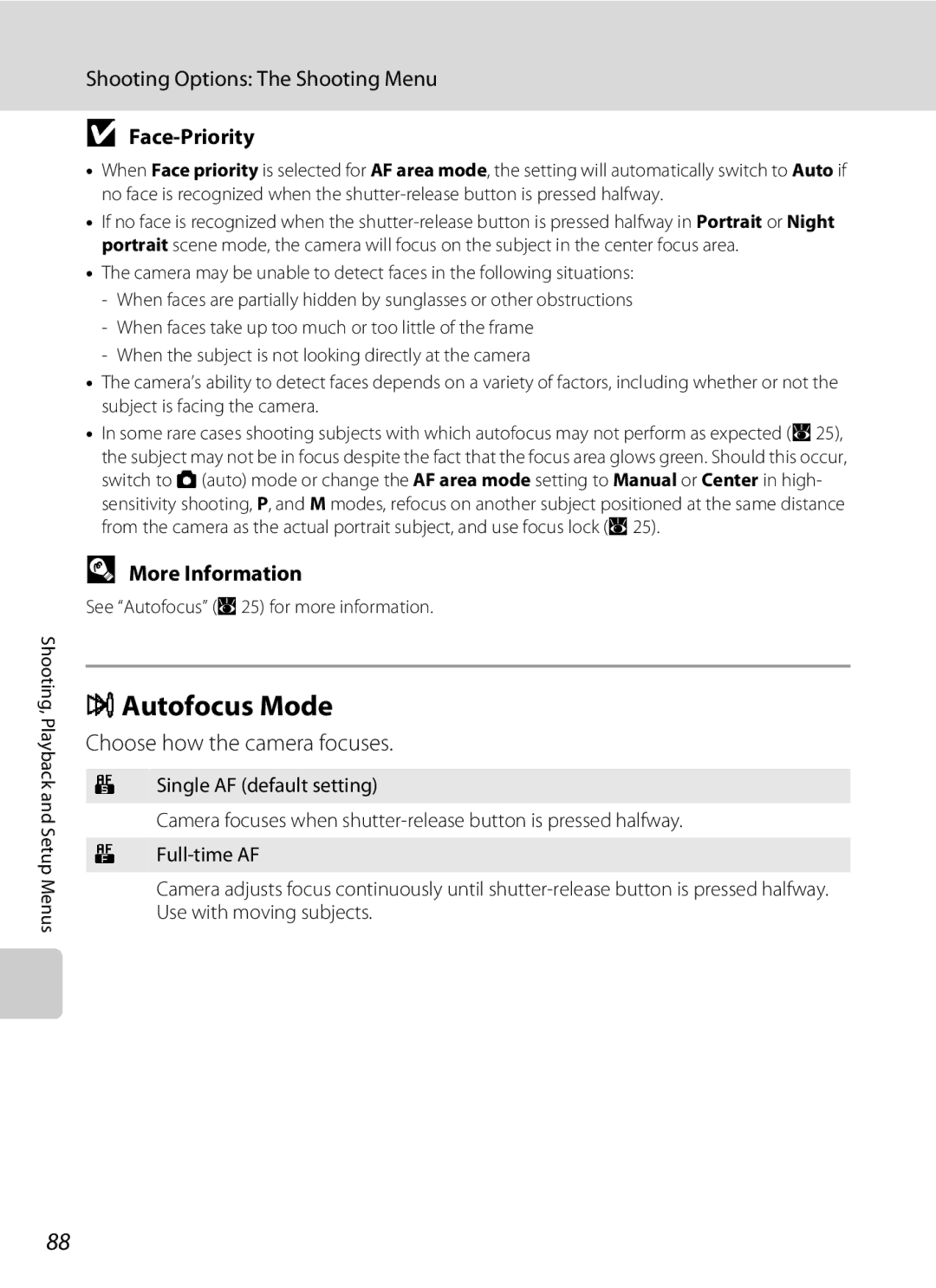 Olympia P60 manual IAutofocus Mode, Face-Priority, Choose how the camera focuses 