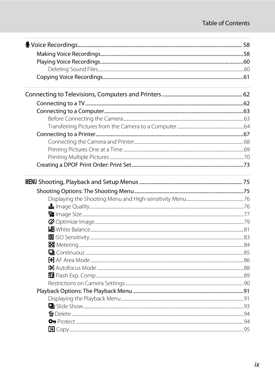 Olympia P60 manual Table of Contents 