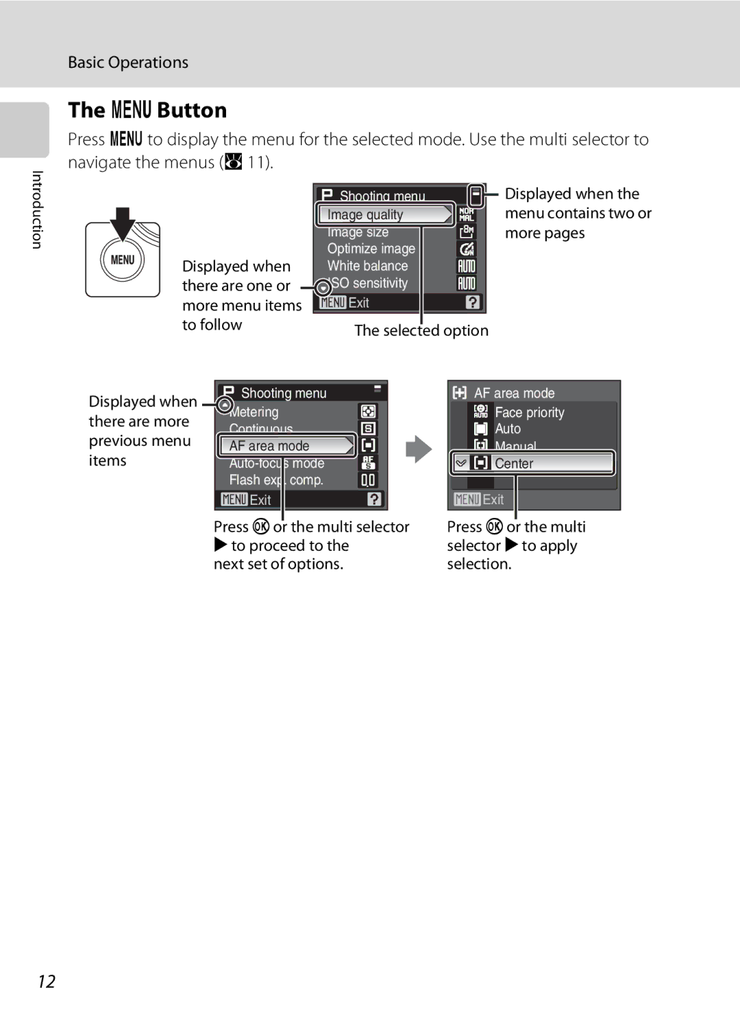 Olympia P60 manual DButton, Press kor the multi selector 