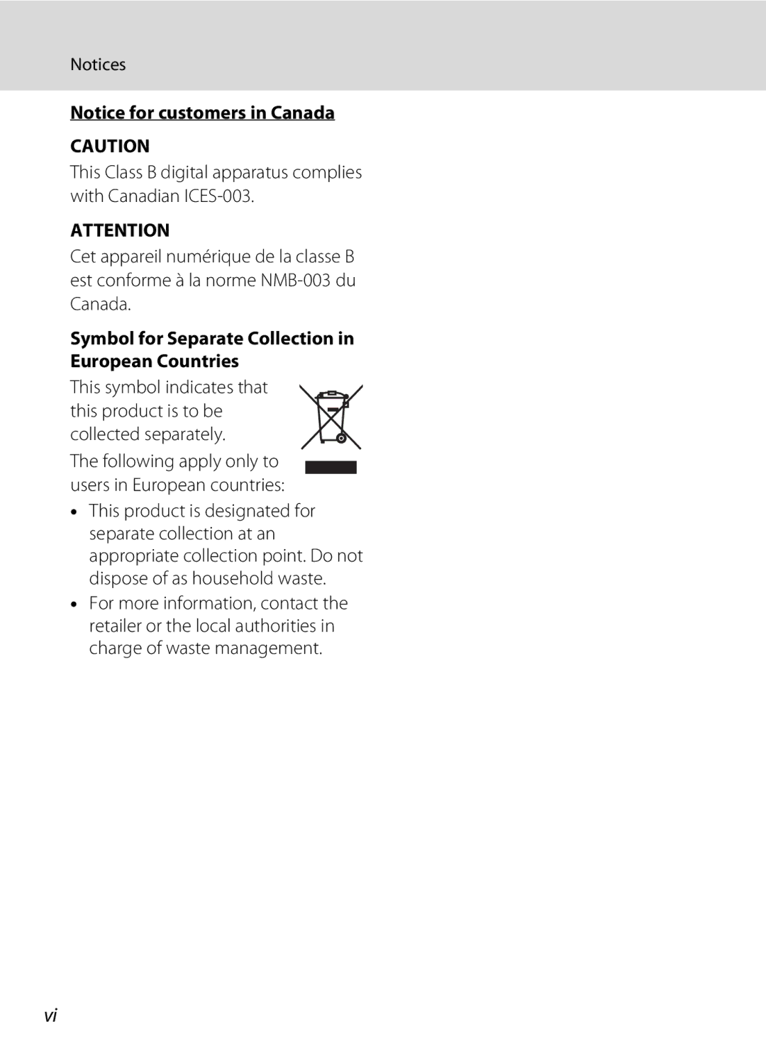 Olympia P60 manual Symbol for Separate Collection in European Countries 