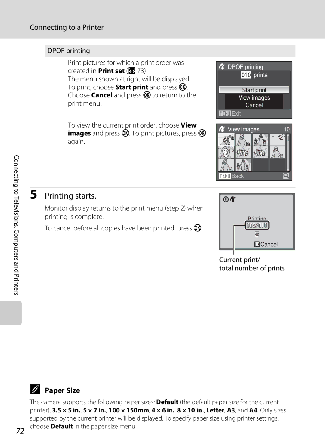 Olympia P60 manual Paper Size, Current print Total number of prints 