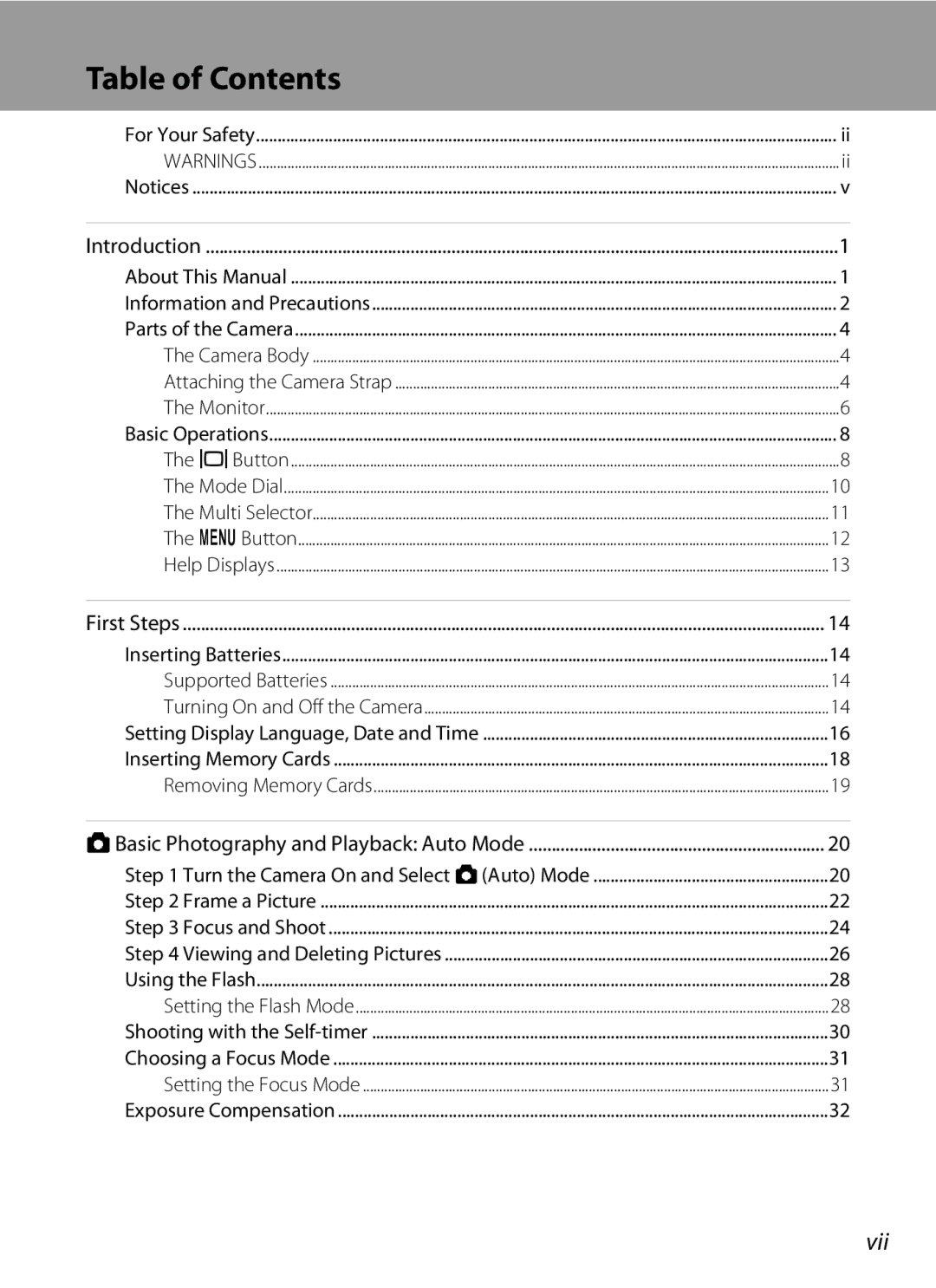 Olympia P60 manual Table of Contents 