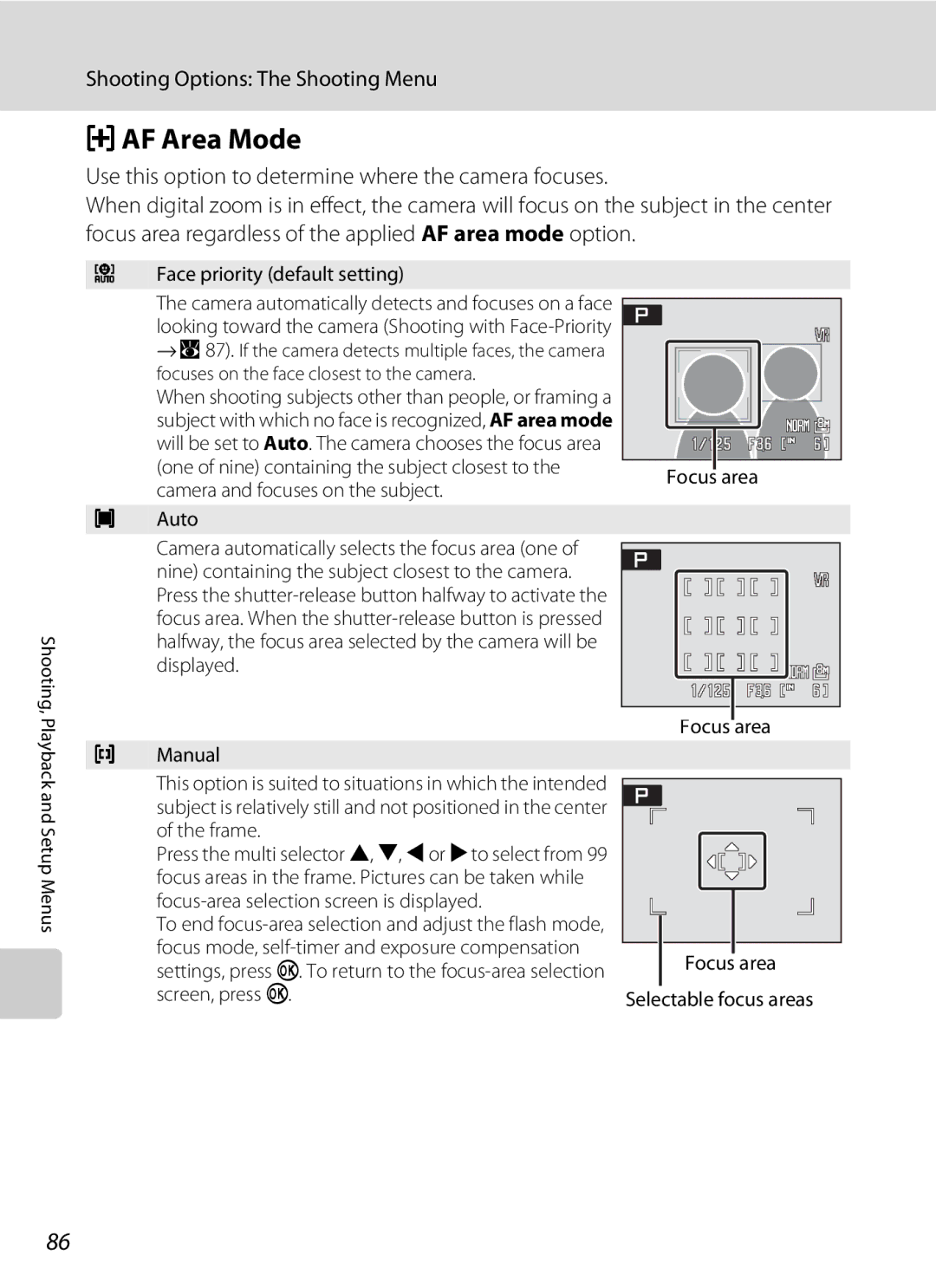 Olympia P60 manual GAF Area Mode 