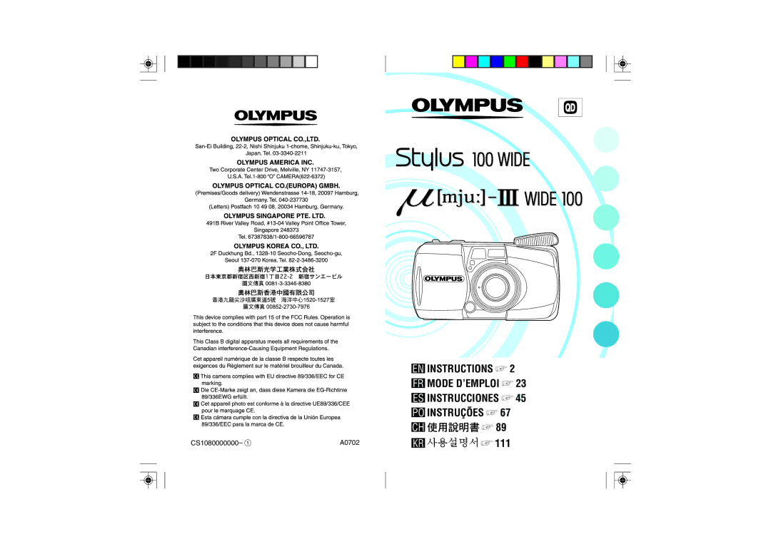 Olympus 100 manual Mode D’EMPLOI, Instrucciones 