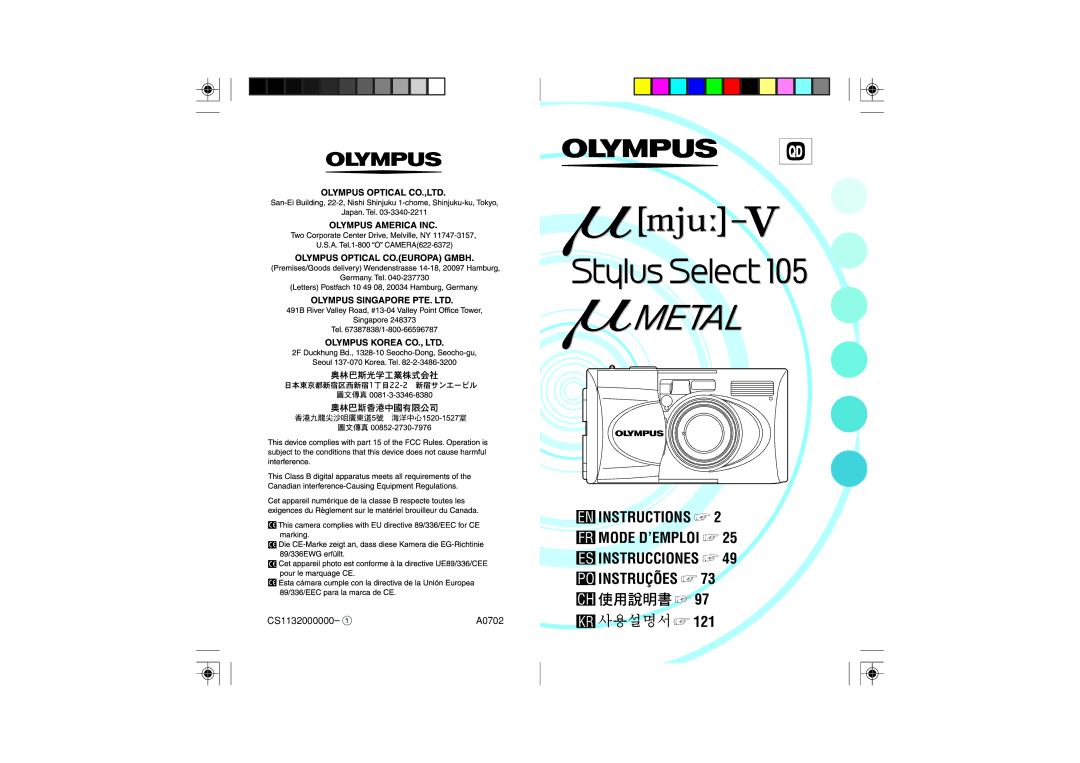 Olympus 105 manual Mode D’EMPLOI, Instrucciones 