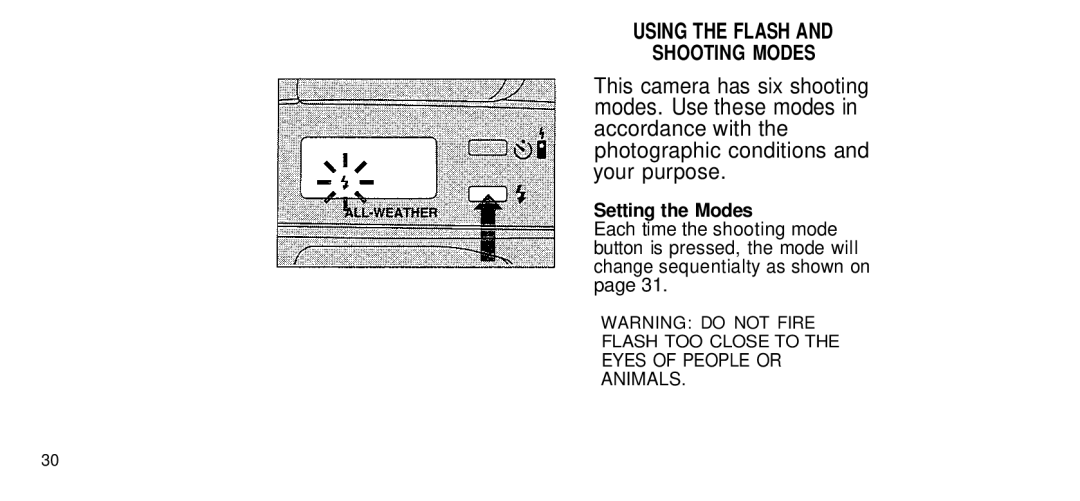 Olympus 170 Deluxe manual Using the Flash, Setting the Modes 