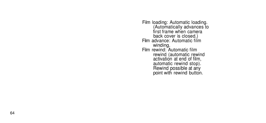 Olympus 170 Deluxe manual Film advance Automatic film winding 