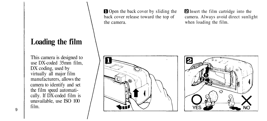 Olympus 210 manual Loading the film, Camera 