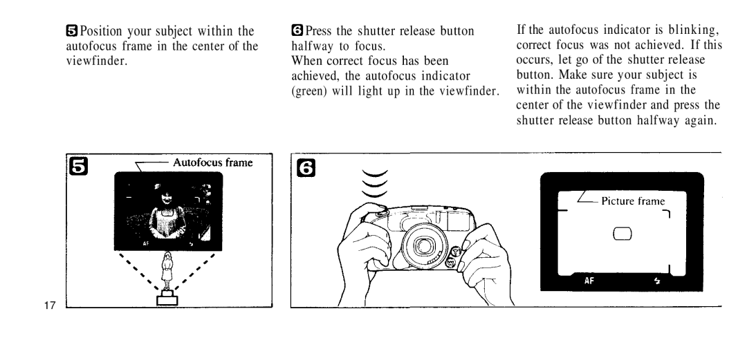 Olympus 210 manual Position your subject within 