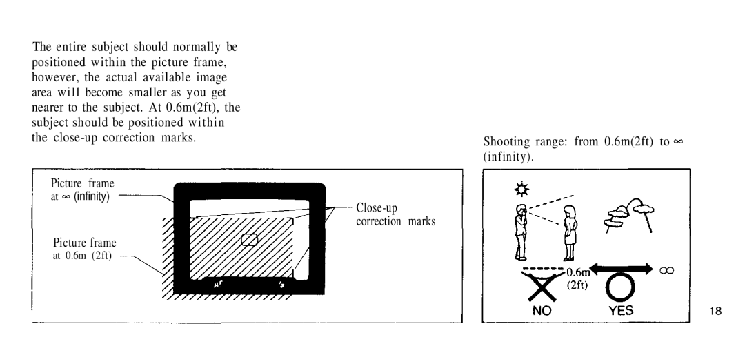 Olympus 210 manual Picture frame, Shooting range from 0.6m2ft to infinity 