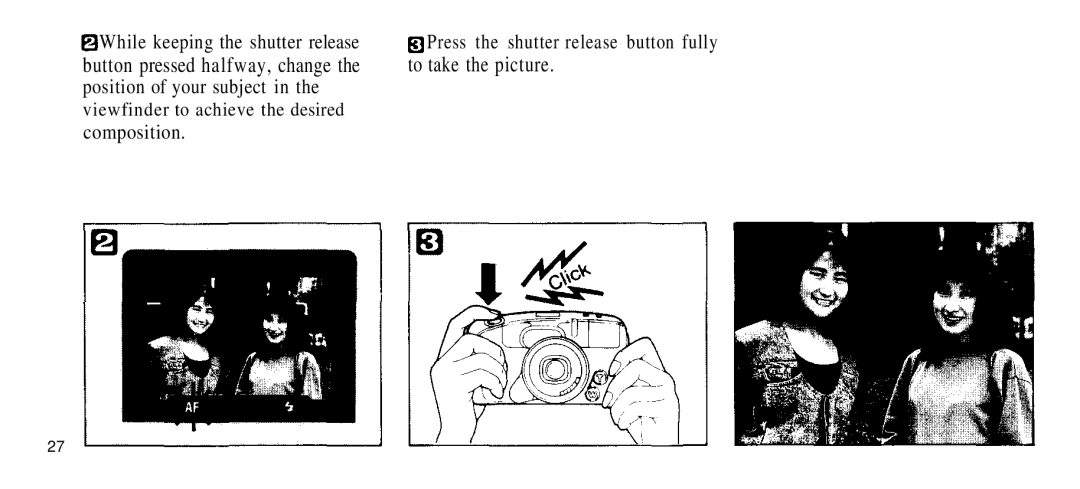 Olympus 210 manual While keeping the shutter release, Position of your subject, Composition 