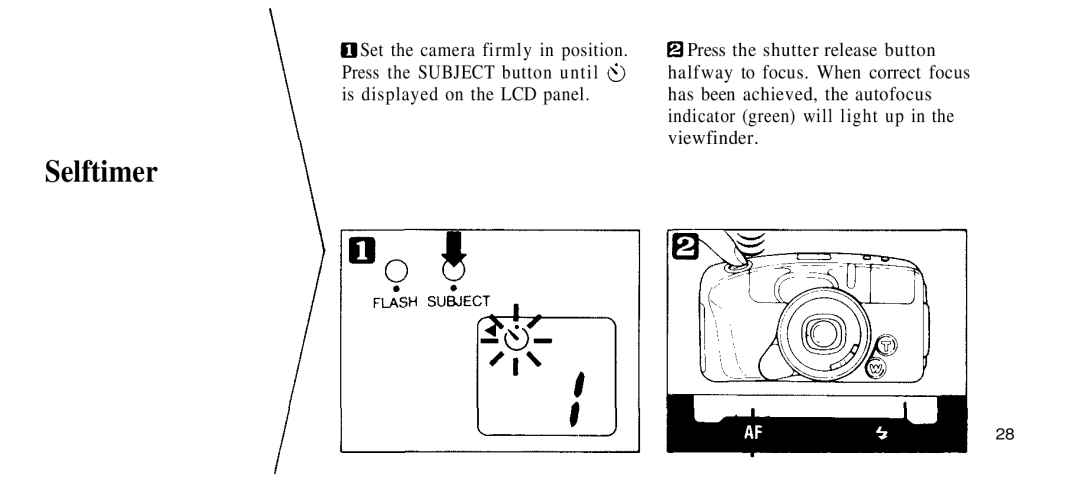 Olympus 210 manual Selftimer 