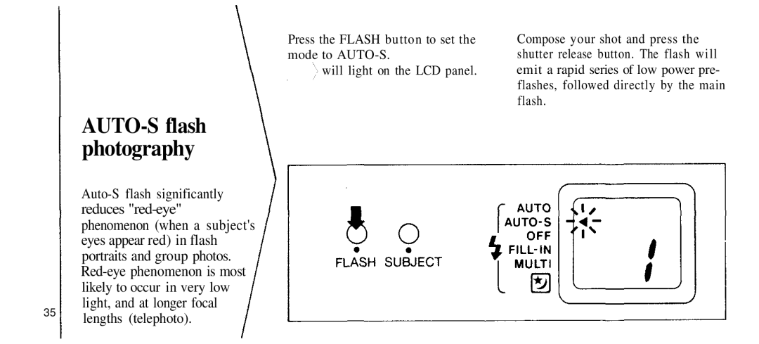 Olympus 210 manual AUTO-S flash photography 