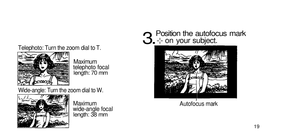 Olympus 211 manual Maximum telephoto focal Length 70 mm, Maximum wide-angle focal Length 38 mm 