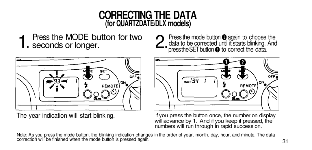 Olympus 211 manual Correcting the Data, Seconds or longer 