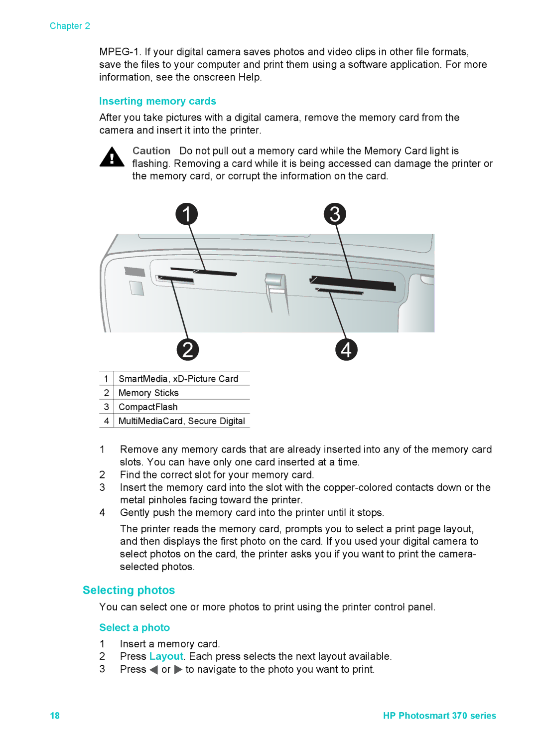 Olympus 370 series manual Inserting memory cards, Select a photo 