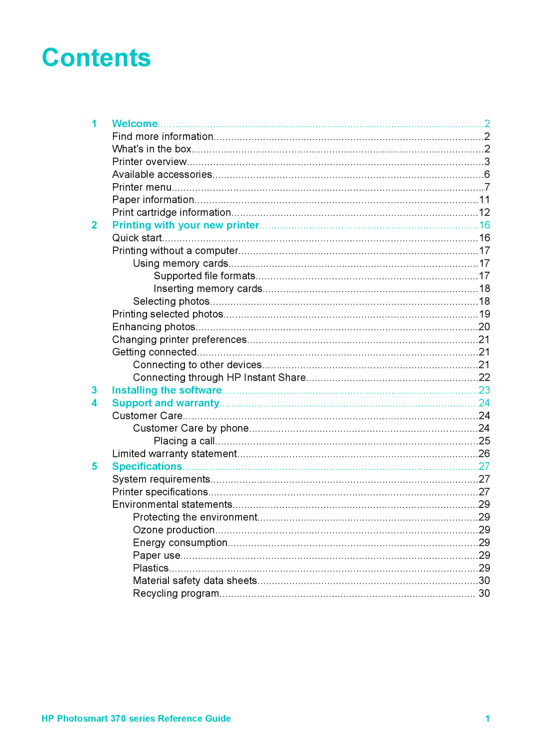 Olympus 370 series manual Contents 