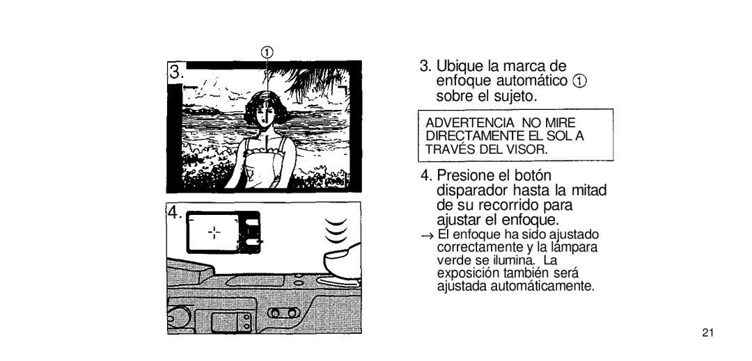 Olympus 80 manual Ubique la marca de enfoque automático sobre el sujeto, Correctamente y la lámpara 