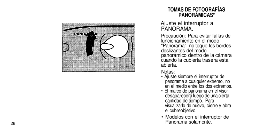 Olympus 80 manual Panorámicas, Ajuste el interruptor a 