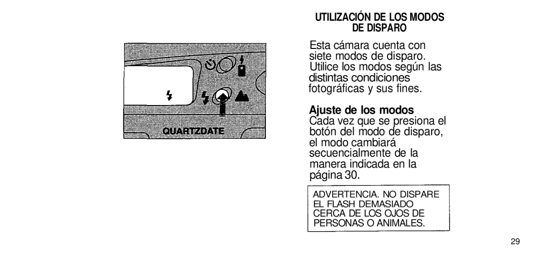 Olympus 80 manual Utilización DE LOS Modos DE Disparo, Ajuste de los modos 