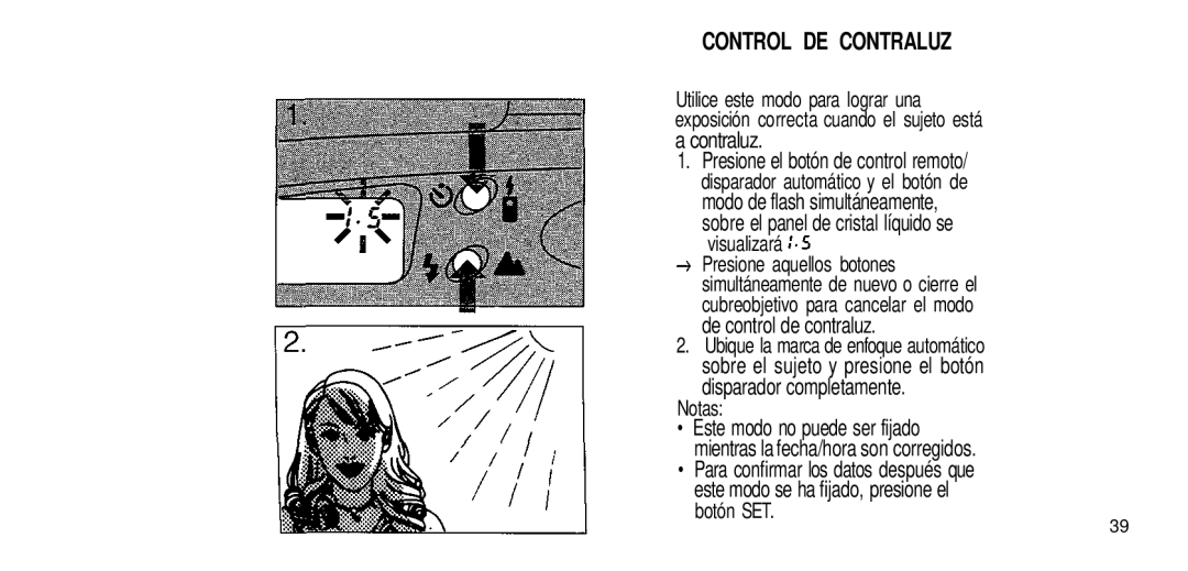 Olympus 80 manual Control DE Contraluz, Sobre el panel de cristal líquido se Visualizará, De control de contraluz 